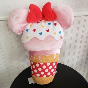 Disney Parks 20" Scented Minnie Mouse Pink Ice Cream Cone Plush Pillow